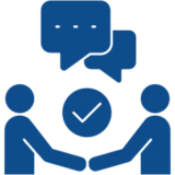 Collaborative discussion and agreement icon.