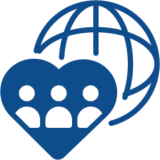 Heart and globe icon with people